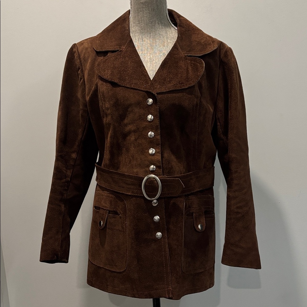 Vintage Brown Suede Jacket Snap Front Retro Western Coat Women’s Medium - Picture 5 of 16